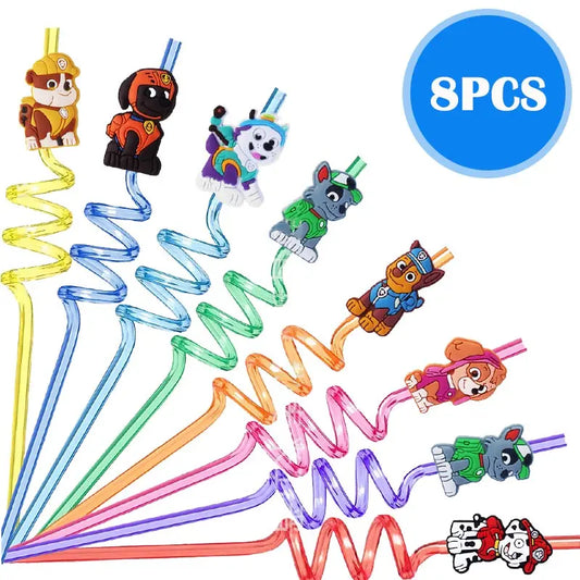8pcs Paw Patrol Theme Straws