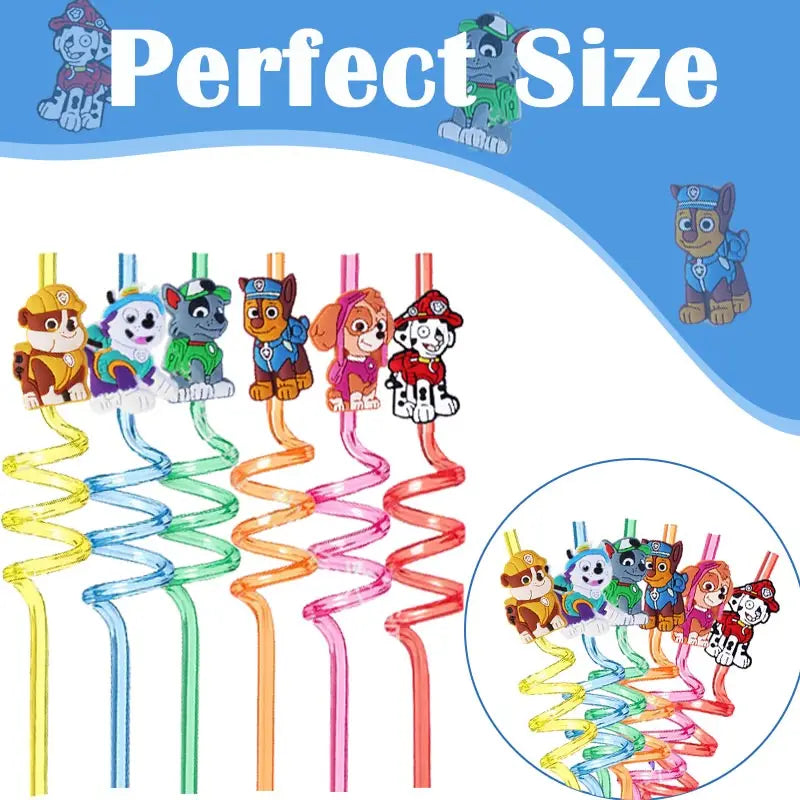 8pcs Paw Patrol Theme Straws