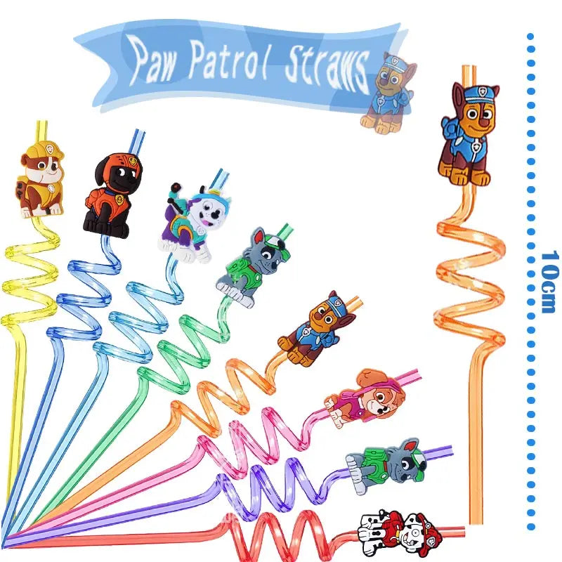 8pcs Paw Patrol Theme Straws