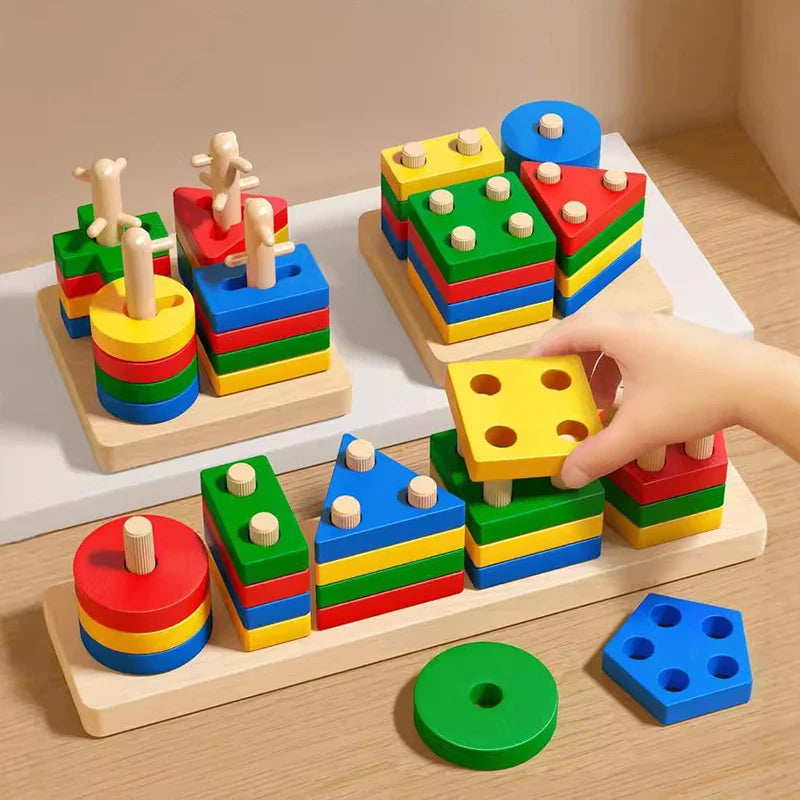Montessori Toy Wooden Building