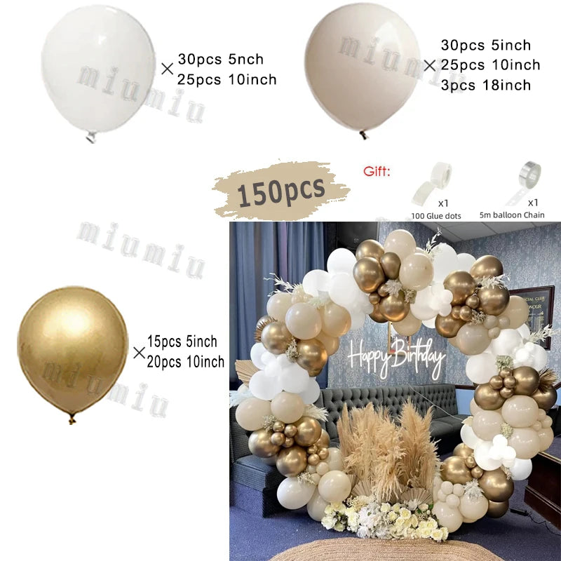 Beige White Balloons Garland
