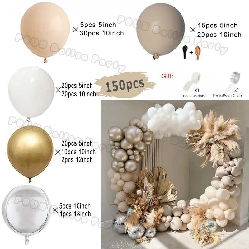 Beige White Balloons Garland
