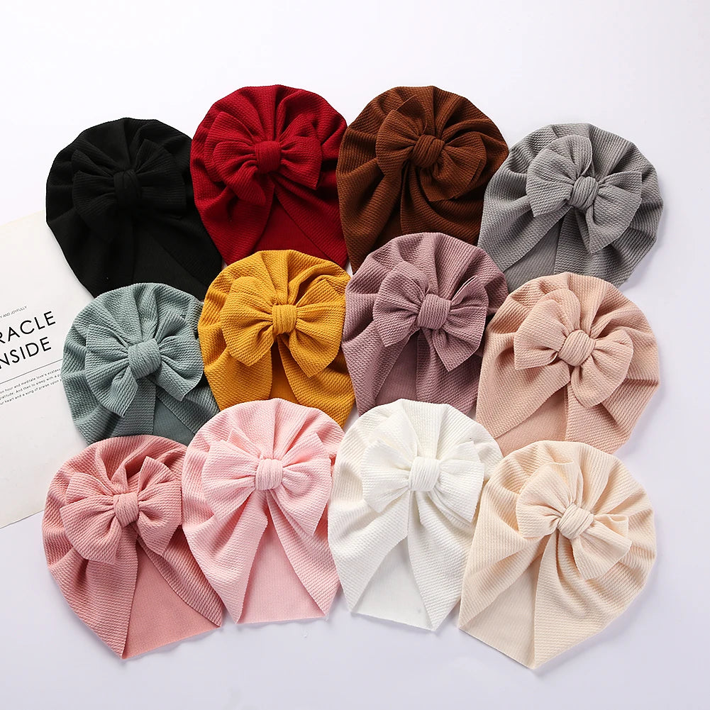 Solid Textured Ribbed Turban Baby