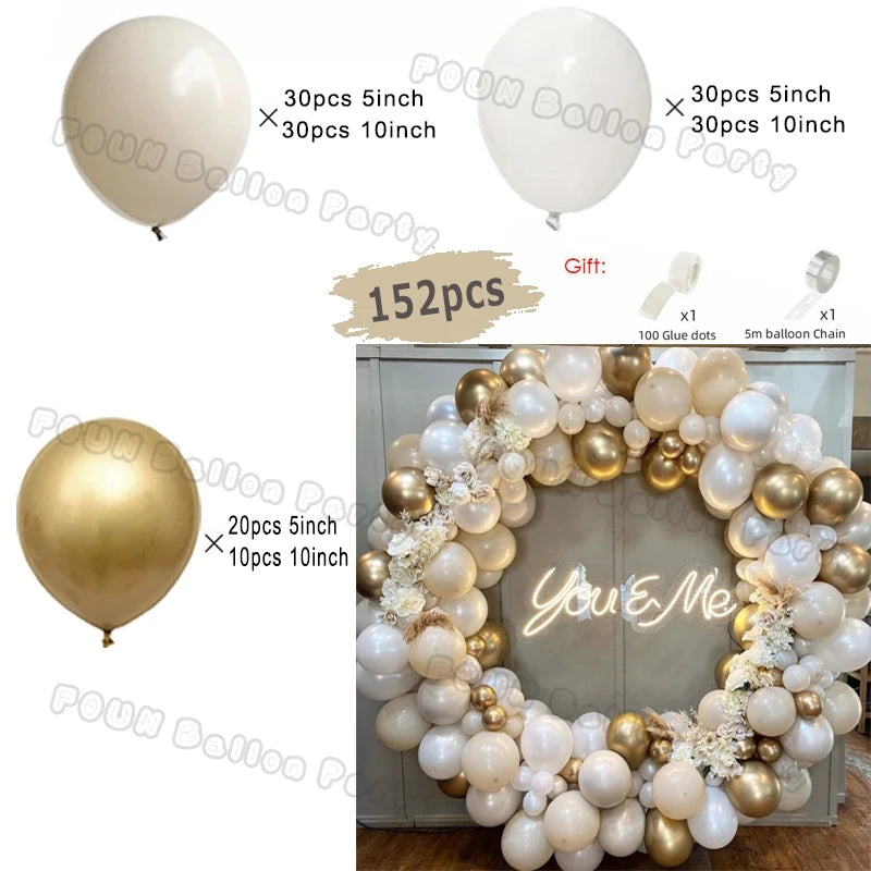 Beige White Balloons Garland