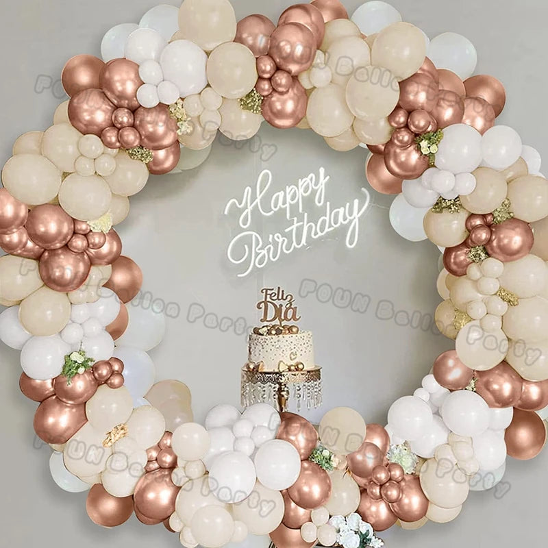 Beige White Balloons Garland