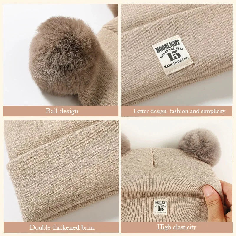 Solid Color Wool Knitted Bonnet