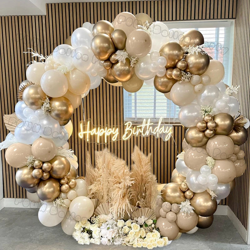Beige White Balloons Garland