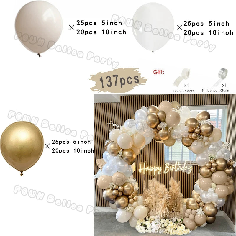 Beige White Balloons Garland