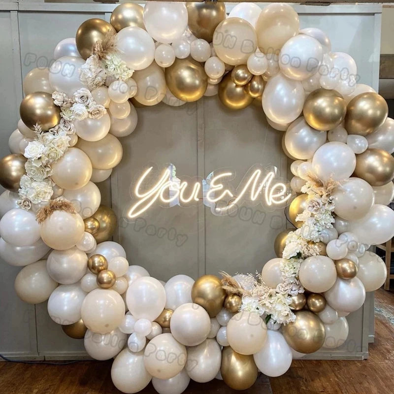 Beige White Balloons Garland