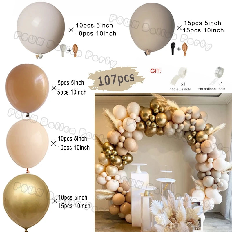 Beige White Balloons Garland
